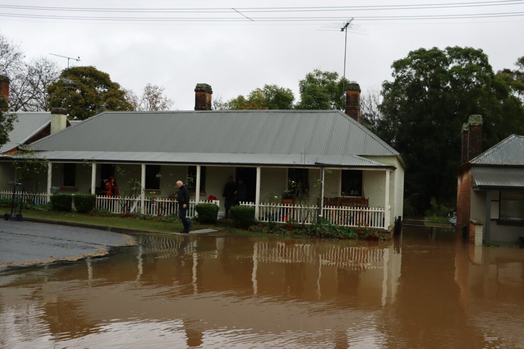 House surrounded by storm flood water
